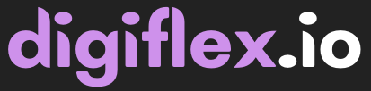 digiflex.io digiflex dark logo with purple and white on grey background